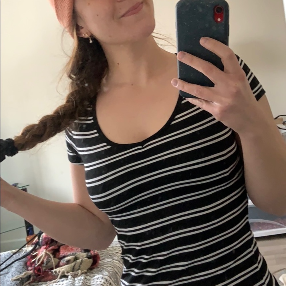 Black & White striped midi dress